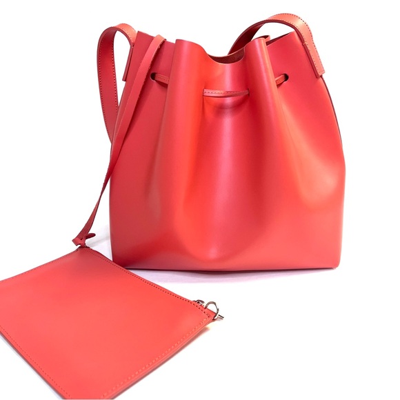 Lancaster Paris Orange Leather Bucket Bag - Picture 3 of 12